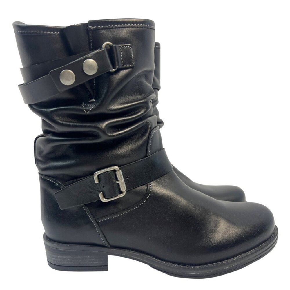 Eric Michael Womens Black Leather Pull On Moto Laguna Boot Size EU 38